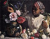 African woman with Peonies by Frederic Bazille